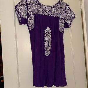 Buddy Love Purple Mini Dress with White Embroidery